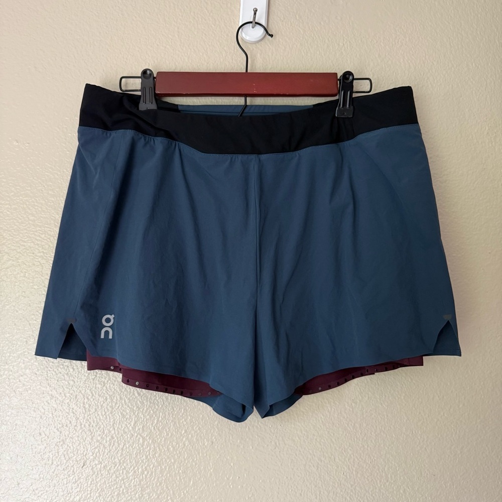 On Running Women's Teal and Black Athletic Shorts